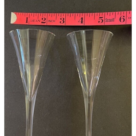 Aperitif Cordial Flutes Hollow Stemmed Trumpet Celebration Wedding Lot 2x Glass - Picture 7 of 7